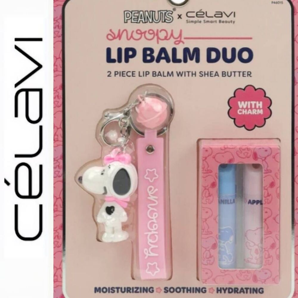 Celavi X Peanuts Snoopy Lip Balm Duo w/Shea Butter &‎ Keychain